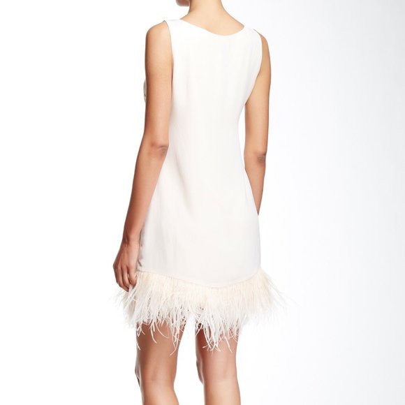 Jessica Simpson Crepe Dress Feather Hem 10 - Picture 2 of 11
